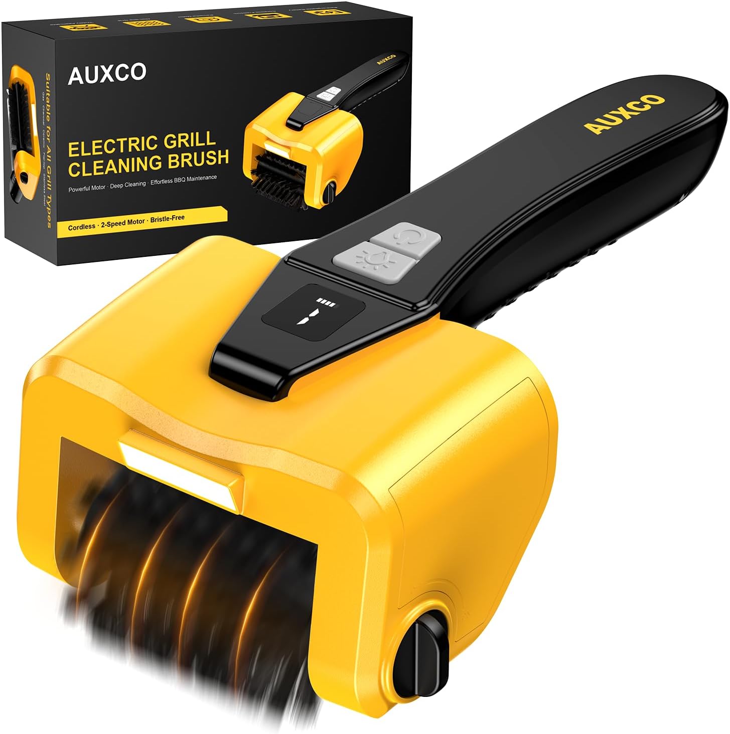 Grill Brush - 4000mAh Electric Grill Brush for Outdoor Grill with Dual-Speed Motor, No Bristle Shedding BBQ Brush Cleaner