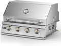 Hygrill STD Series 32-Inch Built In Grill, Stainless Steel 4-Burner Grill Head for Outdoor Kitchen, Natural Gas
