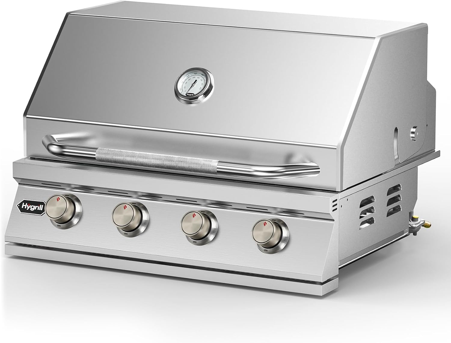 Hygrill STD Series 32-Inch Built In Grill, Stainless Steel 4-Burner Grill Head for Outdoor Kitchen, Natural Gas