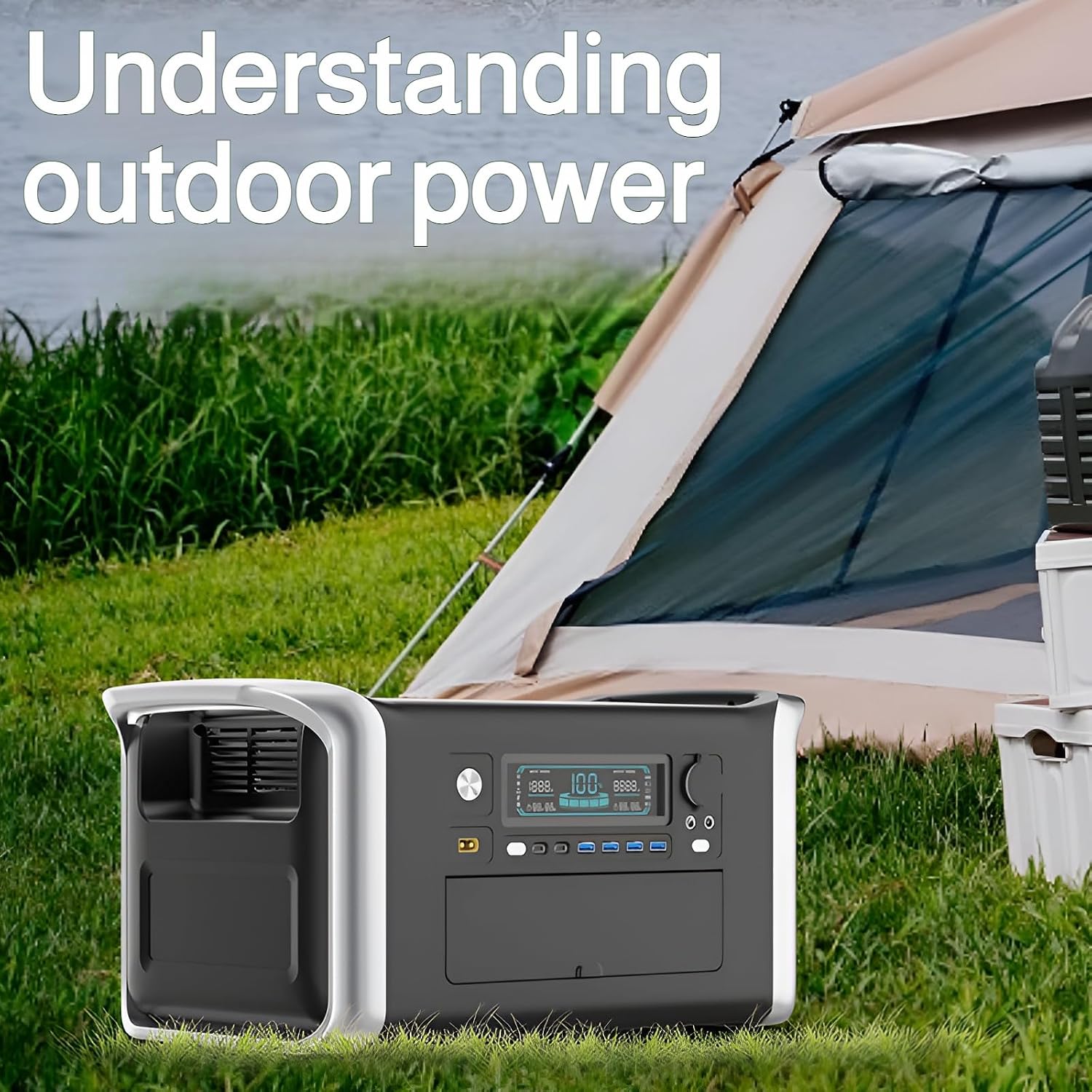 [Ellniges]【1-Hour Fast Charging】2000W Outdoor Power Station 320000mAh Solar Generator with LCD Display, 12 Safety Protections for Home Backup & Camping, 11-Port Portable Battery w/Sine Wave Inverter