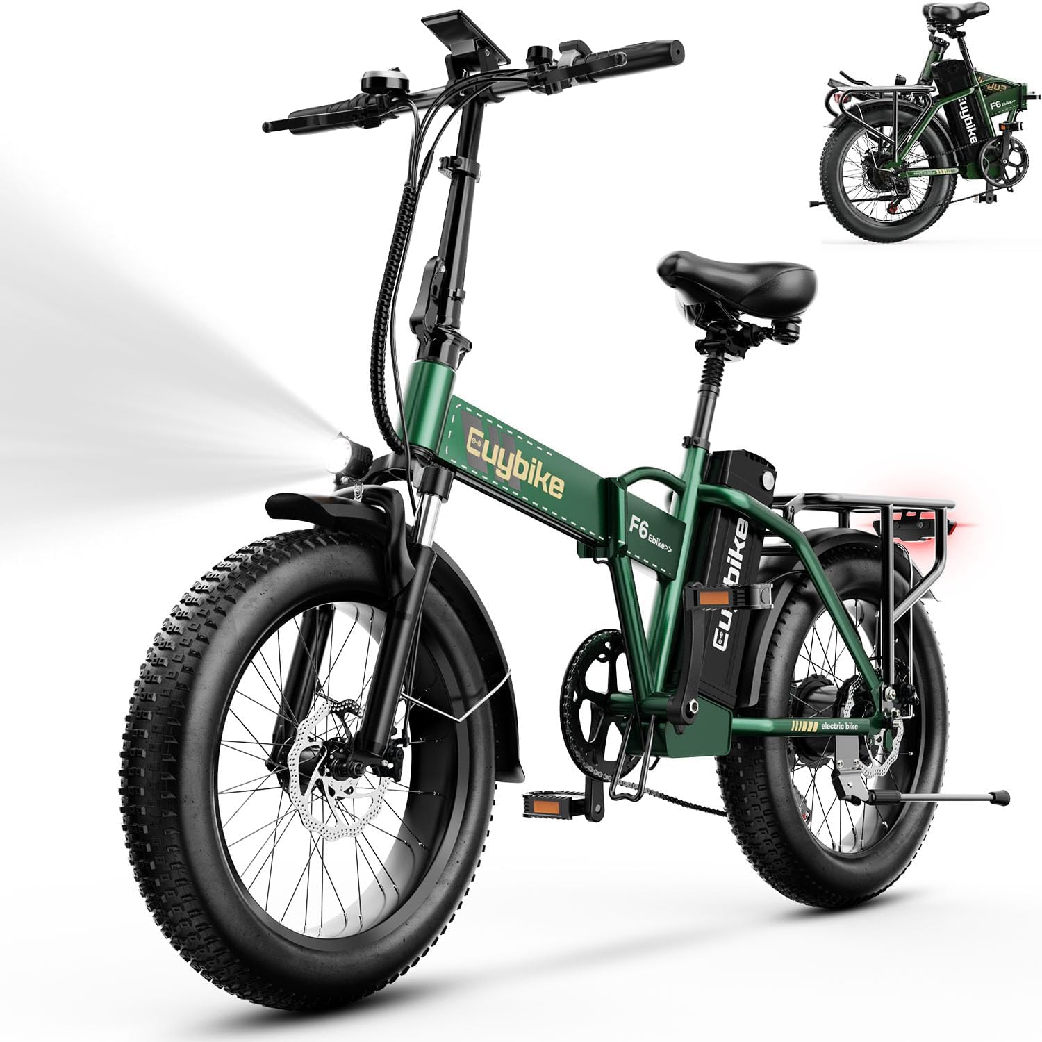 Foldable Electric Bike for Adults, 48V 20Ah Removable Lithium Battery up to 80Miles, 20' Fat Tire 1000W Peak Motor Dirt Ebike Adult Electric Bicycle for Commute Beach Mountain E Bike