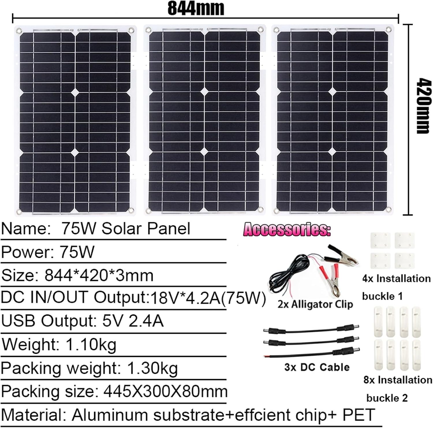 4000W Solar Inverter Kit 12V to 110V/220V with 75W Foldable Solar Panel & 50A Controller - Portable Solar Generator for Home & Car Use (Black, 12V to 110V)