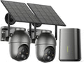 Aume 4MP Security Cameras Outdoor Wireless, No Subscription, 2-Cam Kit, Solar-Powered, Home Security Camera System with 360° Pan & Tilt, Color Night Vision, Easy Setup, 5GHz & 2.4GHz Router Compatible