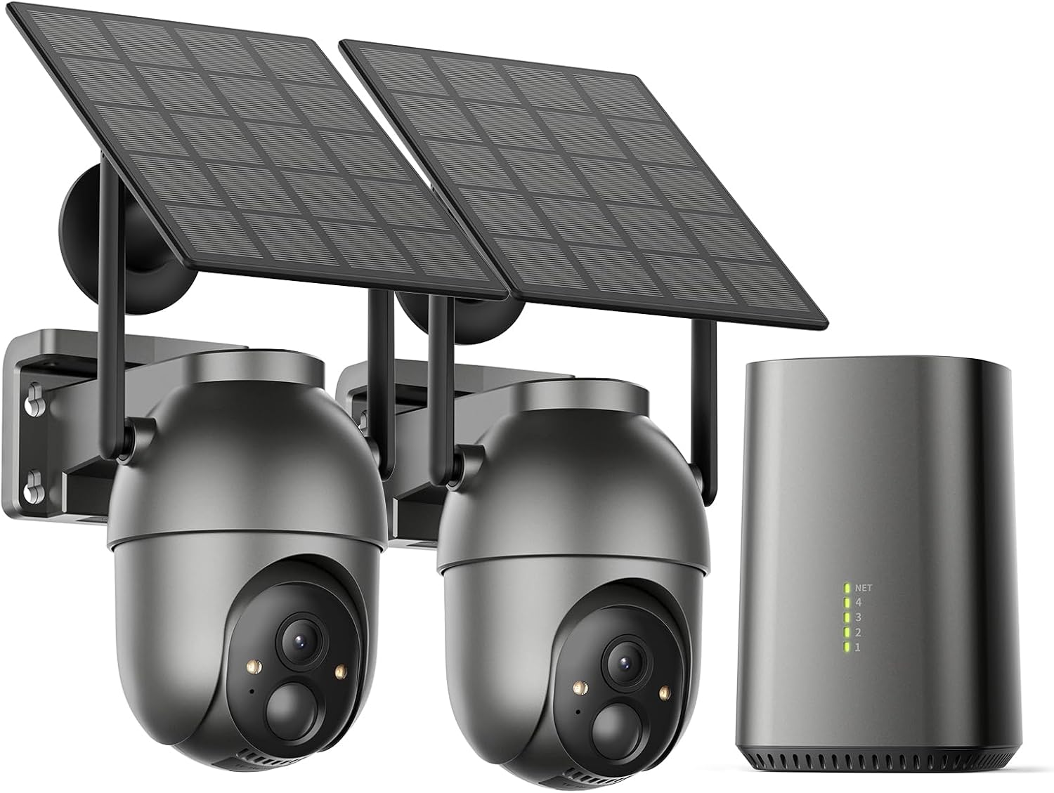Aume 4MP Security Cameras Outdoor Wireless, No Subscription, 2-Cam Kit, Solar-Powered, Home Security Camera System with 360° Pan & Tilt, Color Night Vision, Easy Setup, 5GHz & 2.4GHz Router Compatible