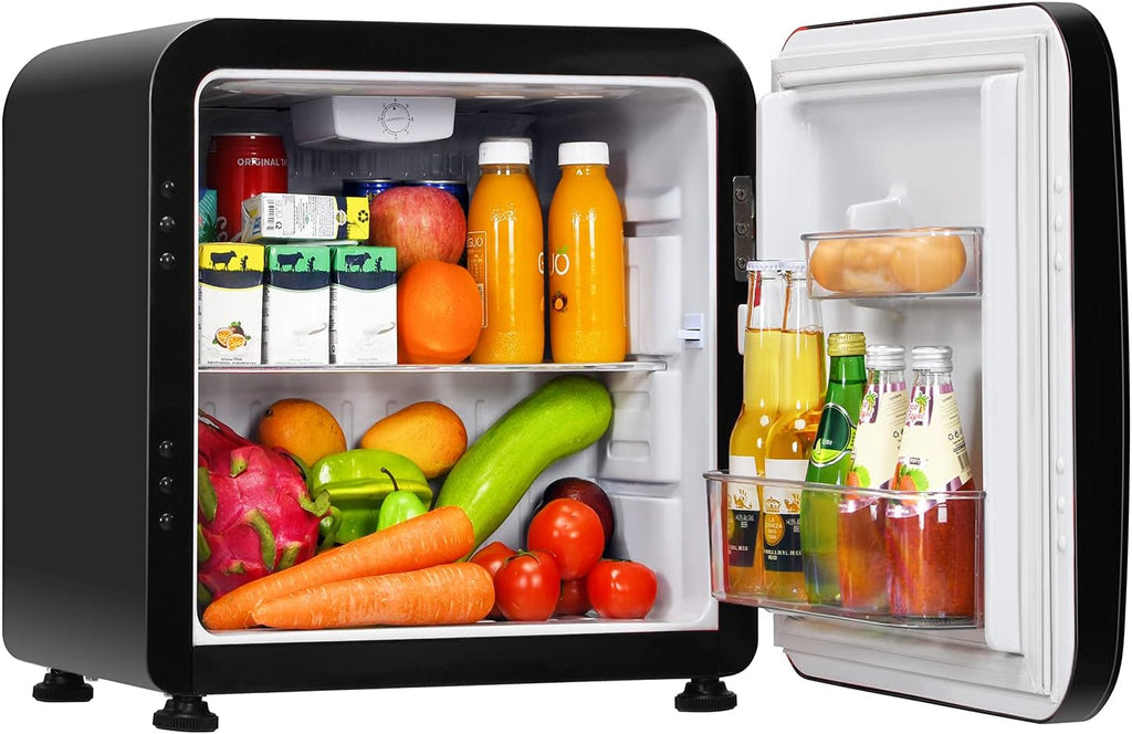 COSTWAY 1.6 Cu.ft Mini Fridge, Compact Refrigerator with Auto Defrost, Single Reversible Door, Adjustable Thermostat for Office, Dorm, Bedroom, Apartment (Black)