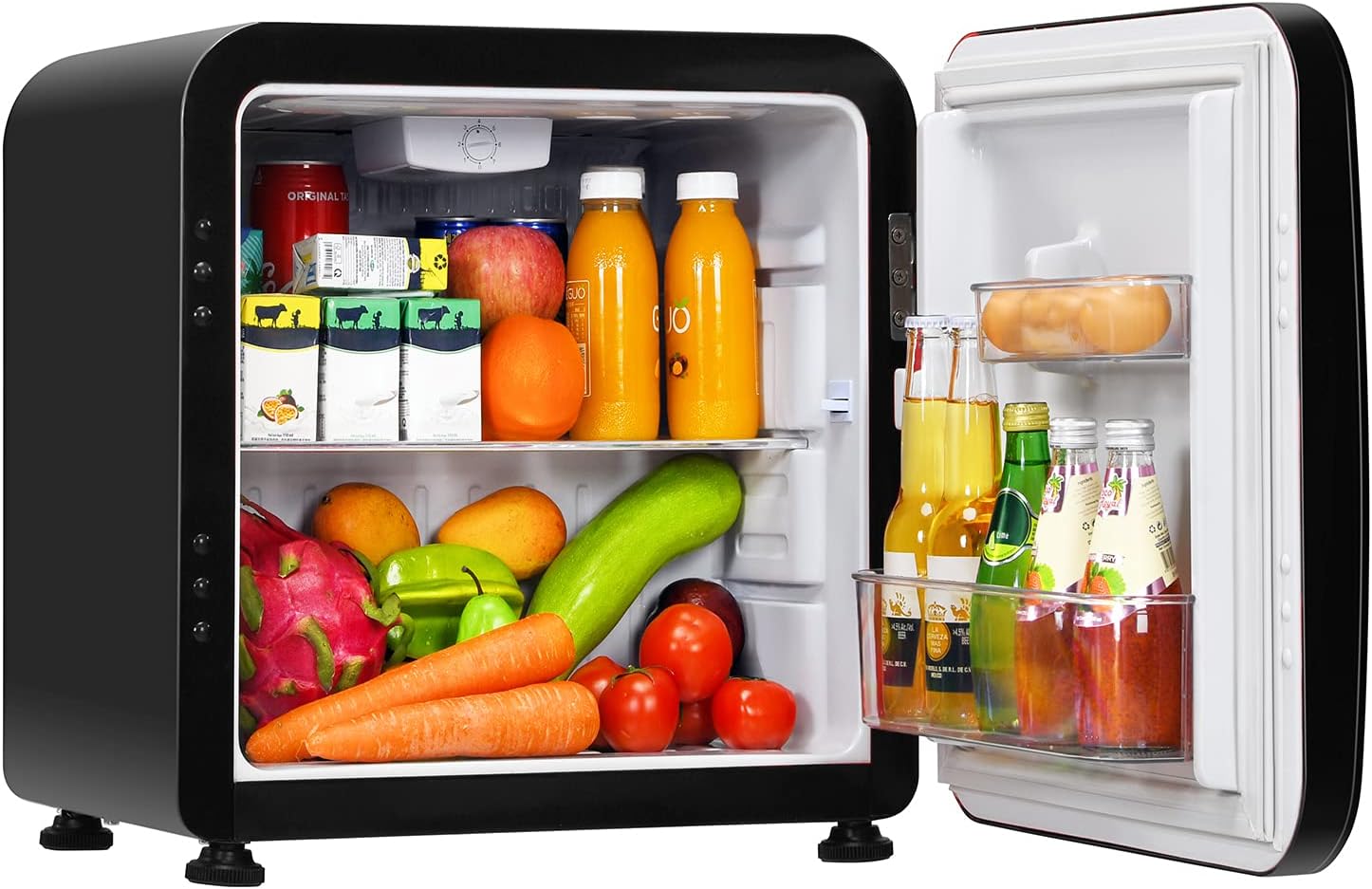 COSTWAY 1.6 Cu.ft Mini Fridge, Compact Refrigerator with Auto Defrost, Single Reversible Door, Adjustable Thermostat for Office, Dorm, Bedroom, Apartment (Black)