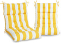 Only choice High Back Adirondack Chair Cushion Set of 2-44'x 22'x 4' Waterproof, Fade-Resistant Outdoor Rocking Chair Cushions for Patio, Garden, Porch (2, Yellow White Stripes)