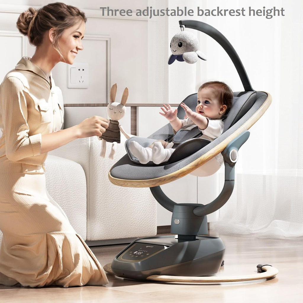 Trimigo Baby Swing for Infant to Toddler, 180° Adjustable 3D Electric Baby Swing, Remote,5-Modes,4-Speed,3-Seat Height, 8 Melody, Newborn Swing,Infant Swing for Babies 0-12 Month (Girl and Boy)