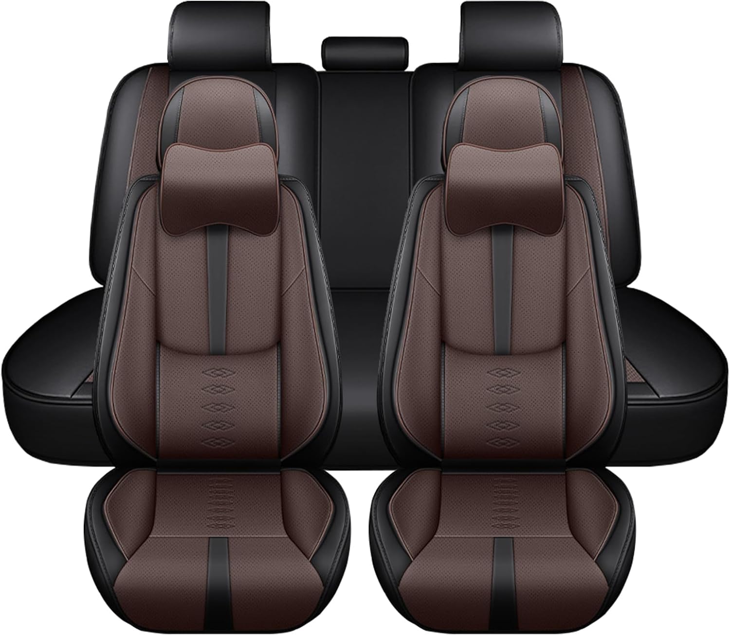 Leather Seat Covers for Hyundai Santa Cruz 2022-2025 2026,Car Seat Covers Full Set,Waterproof Car Seat Protectors with Airbag,Comfort Interior Cover Seats for Cars(Black+Brown,Pillows)