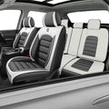 Car Seat Covers for CRV,for Honda CRV 2007-2024 2025,Waterproof Leather Seat Covers,Compatible Airbag,Full Set Comfort Car Seat Protectors for Most Cars(Gray&White)