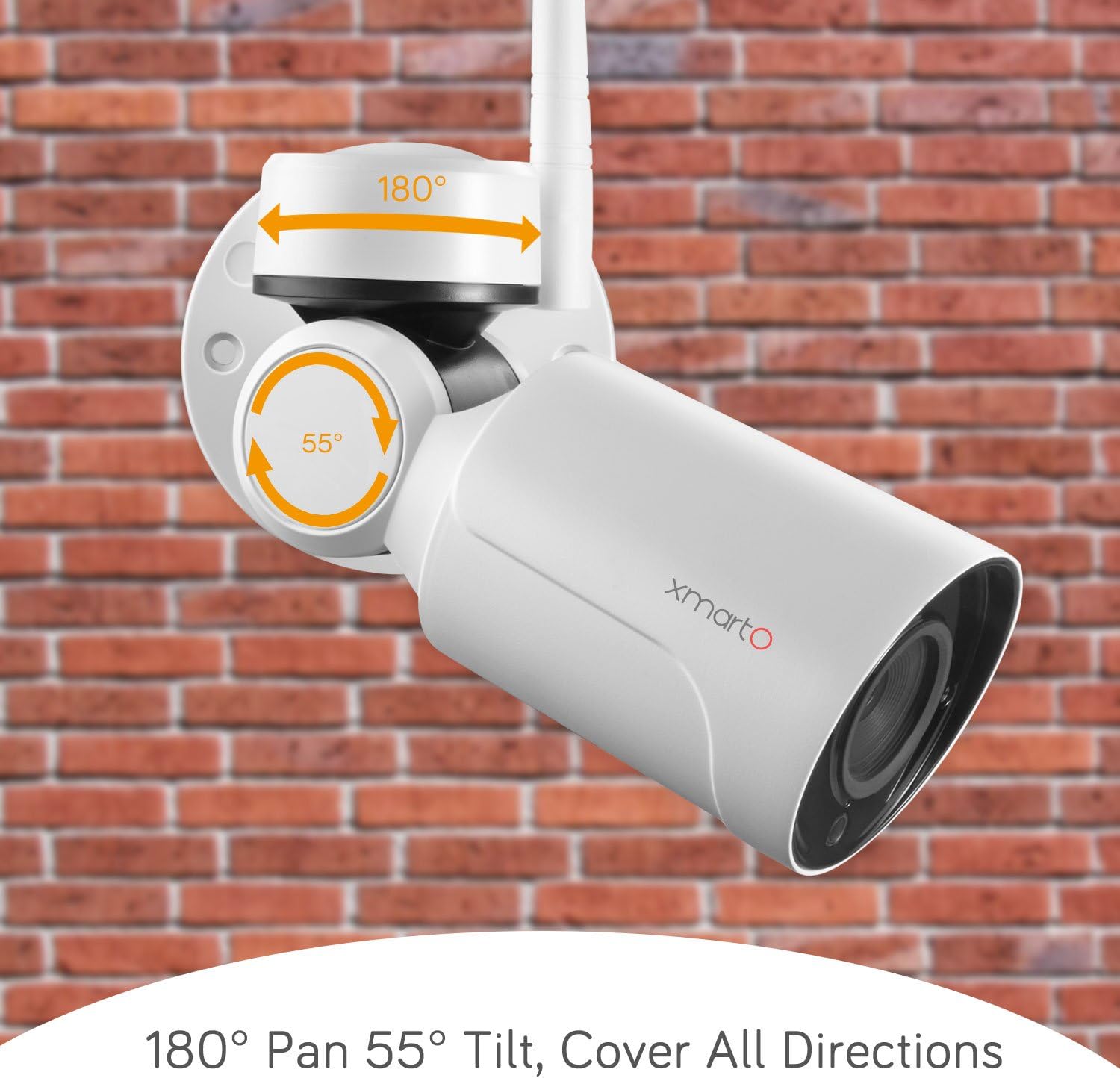 XMARTO [Expandable 8CH] Wireless Security Camera System, 2pc WiFi [PTZ Cameras Outdoor] + 2pc Bullet IP Cameras for Home Surveillance, 8CH 1080p NVR (Built-in Router, Auto Pair, Mobile View, 1TB HDD)