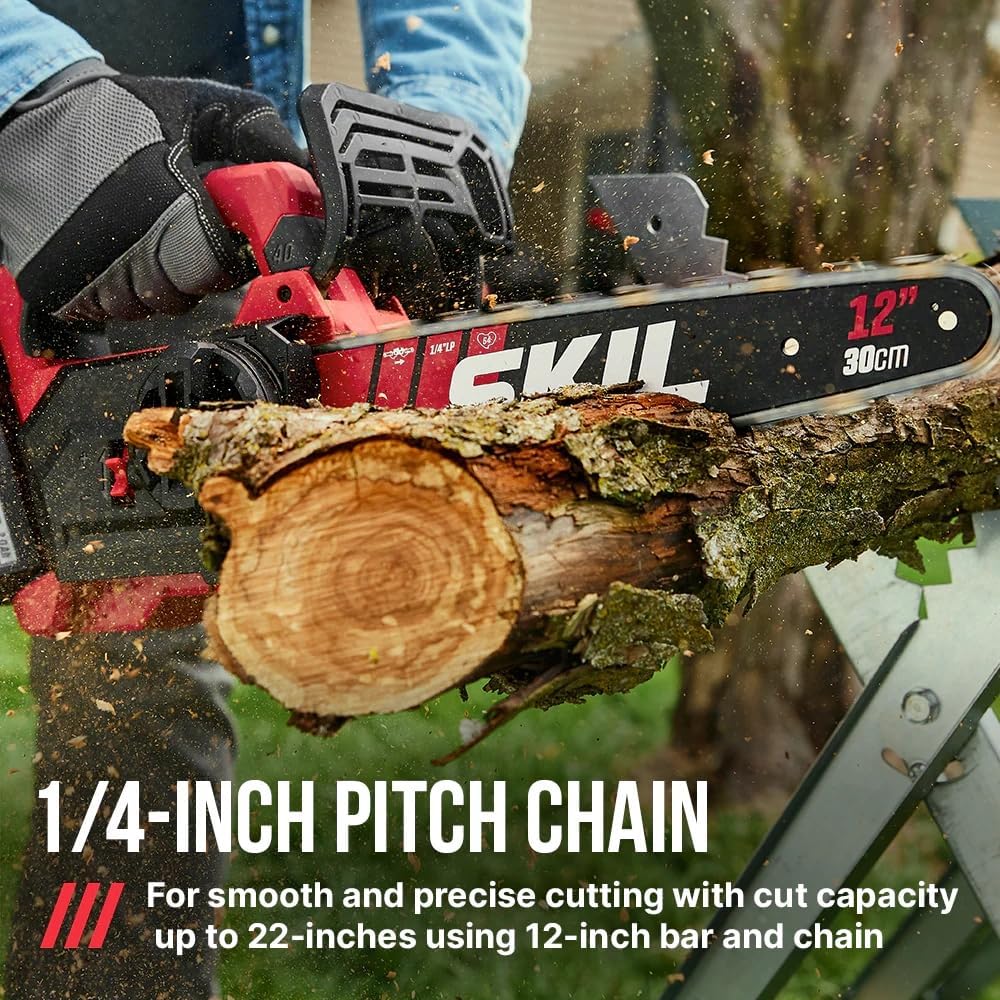SKIL PWR CORE 40 Brushless 40V 12-Inch Chainsaw Kit, Battery Powered Chainsaw, Electric Cordless, Includes 40V 2.0Ah Battery and Charger - TH1200C-11