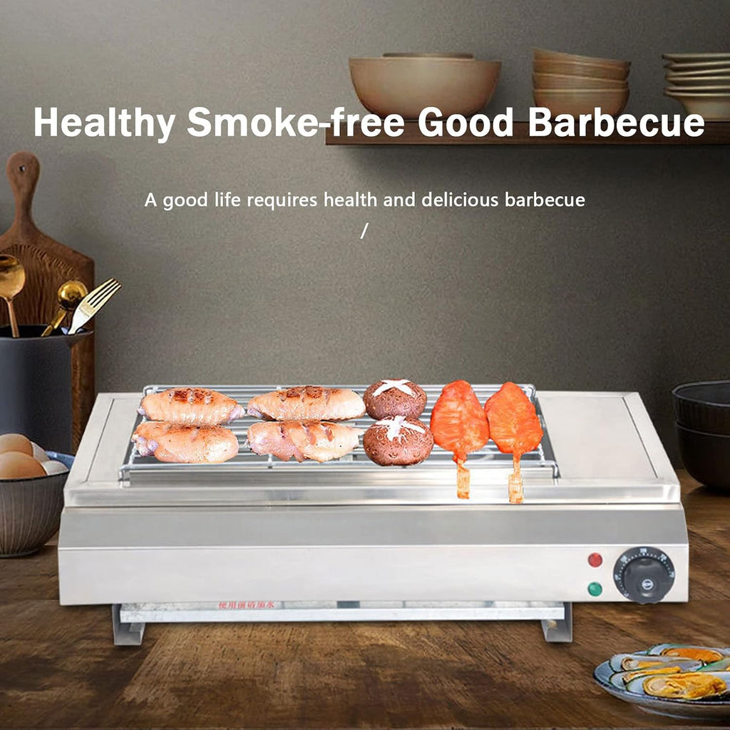 Smokeless Electric Grill, 3000W Healthy Grill, Adjustable Temperature, Drip Tray, Chrome Grill and Stainless Steel Heating Element (Jpx D060)