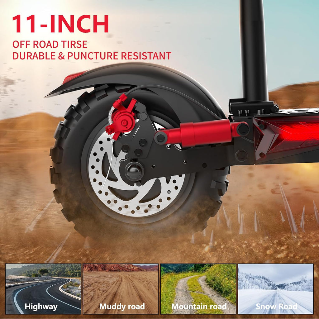 Electric Scooter Adults, 26/37 Miles Long Range, 28/34 Mph Max Speed, 10/11' Off-Road Tires,1200W/1600W Motor, Adjustable Handlebar Height, Dual Braking System,Folding Commuter E Scooter