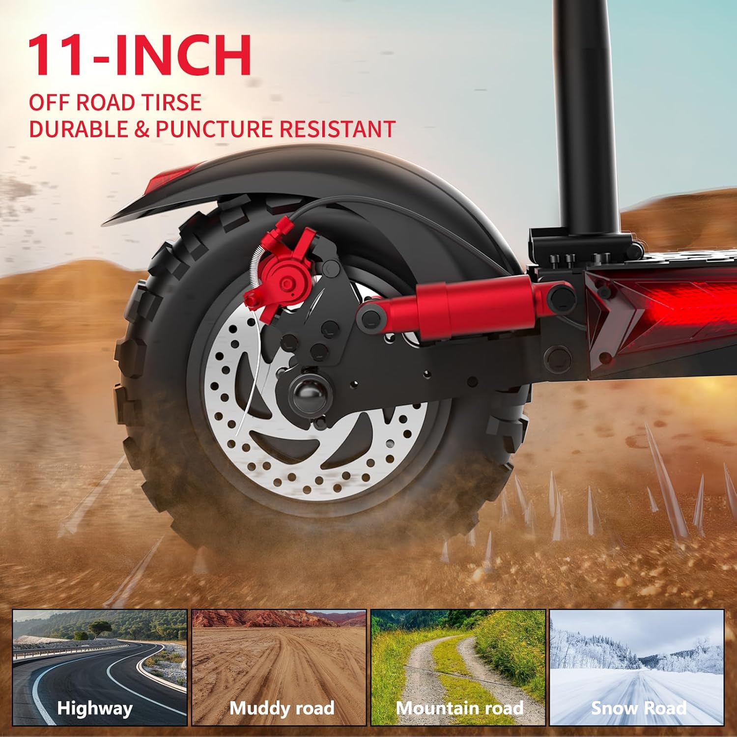 Electric Scooter Adults, 26/37 Miles Long Range, 28/34 Mph Max Speed, 10/11' Off-Road Tires,1200W/1600W Motor, Adjustable Handlebar Height, Dual Braking System,Folding Commuter E Scooter