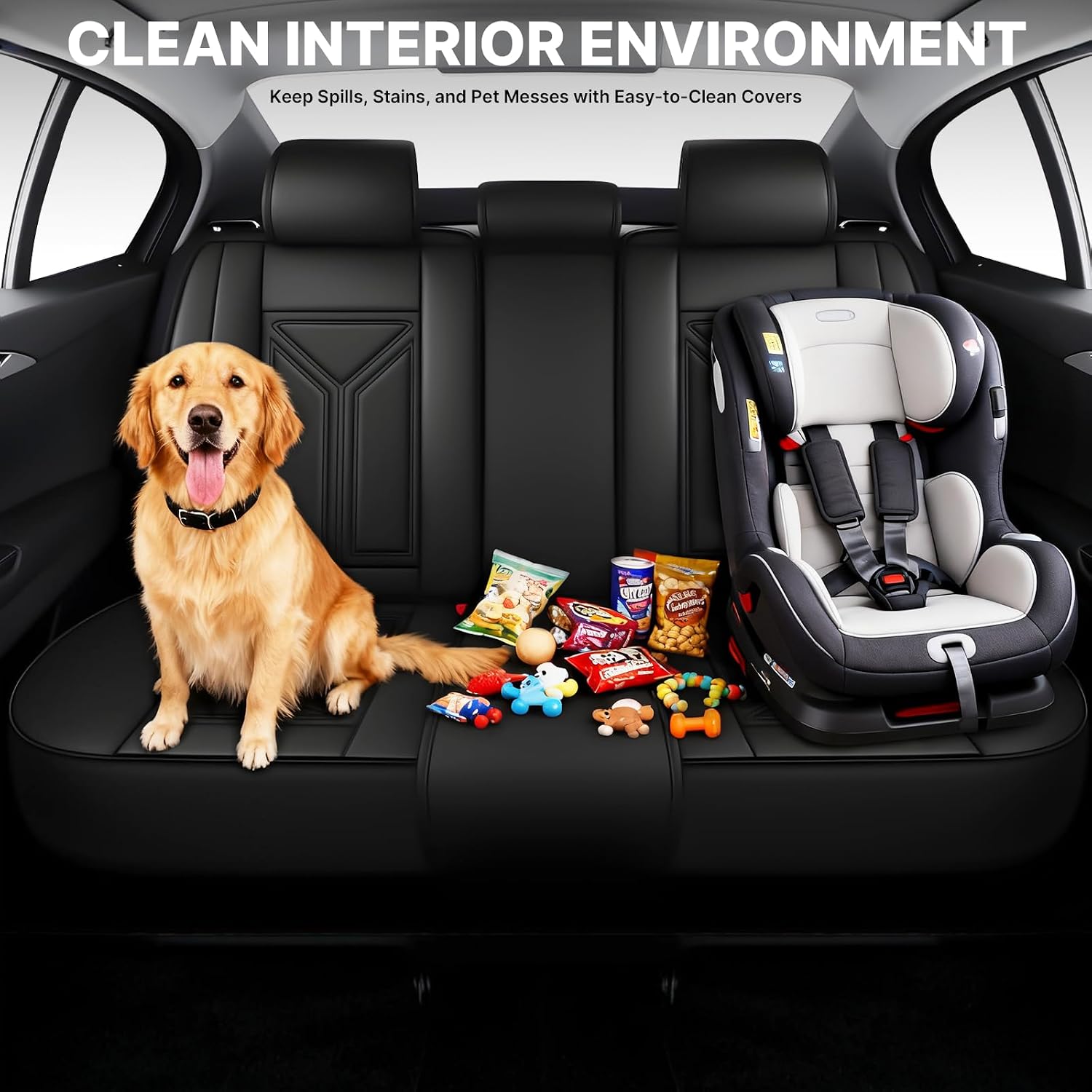 Car Seat Cover for Hyundai Santa Cruz 2022-2025,Leather Seat Cover for Car,Breathable Vehicle Cushions Cover Waterproof Protectors Seat Protector, (Full Set,Black)