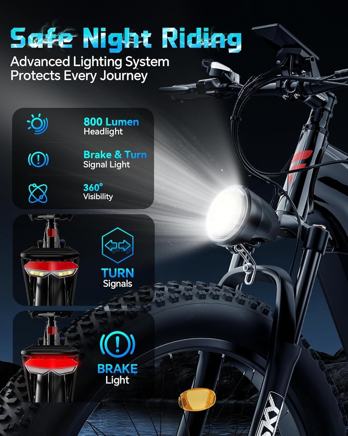 FREESKY 3000W Electric Bike for Adults, 37MPH & 95Miles Range, Dirt All-Terrain Electric Bicycle, 48V 25Ah Removable Battery,26' Fat Tire Full Suspension Mountain Ebike, UL2849 Certified by TÜV