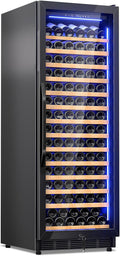 Velivi Wine Cooler-Wine Fridge with Safety Lock Freestanding/Built in 24 Inch Wide Large Wine Refrigerator for 154 Bottles,Cellar Chiller Low Noise, Fast Cooling, Black
