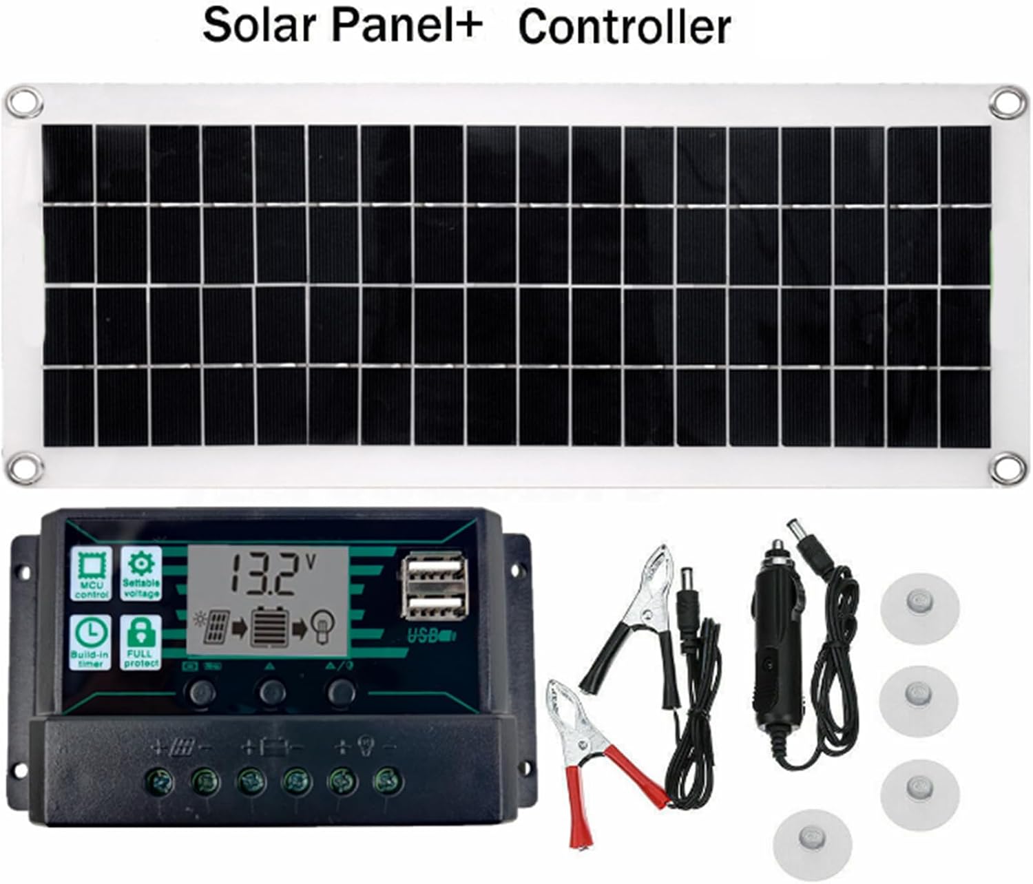 3Pcs 1000W Solar Panel Kit, Solar Power Station Portable Generator Charger 18V with Controller Waterproof Solar Panel for Camping, Travelling
