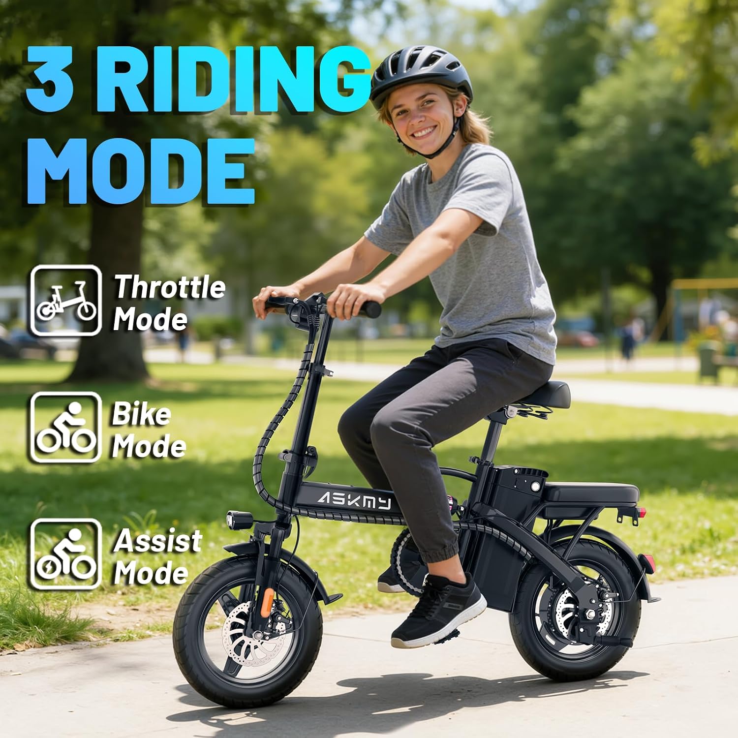Foldable Electric Bike for Teens and Adults, 14 inch Mini E-Bike with 500W Peak Motor, 48V Removable Battery, Commute Electric Bicycle with 18MPH and 30-35 Miles PAS Range