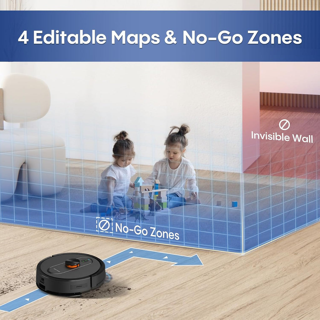 Robot Vacuum and Mop Combo, 6000Pa Strong Suction, LiDAR Navigation, Self-Emptying Dock,90-Day Hands-Free,Smart Mapping,WiFi/App/Alexa,Robotic Vacuum for Pet Hair, Dust, Hard Floors and Carpets