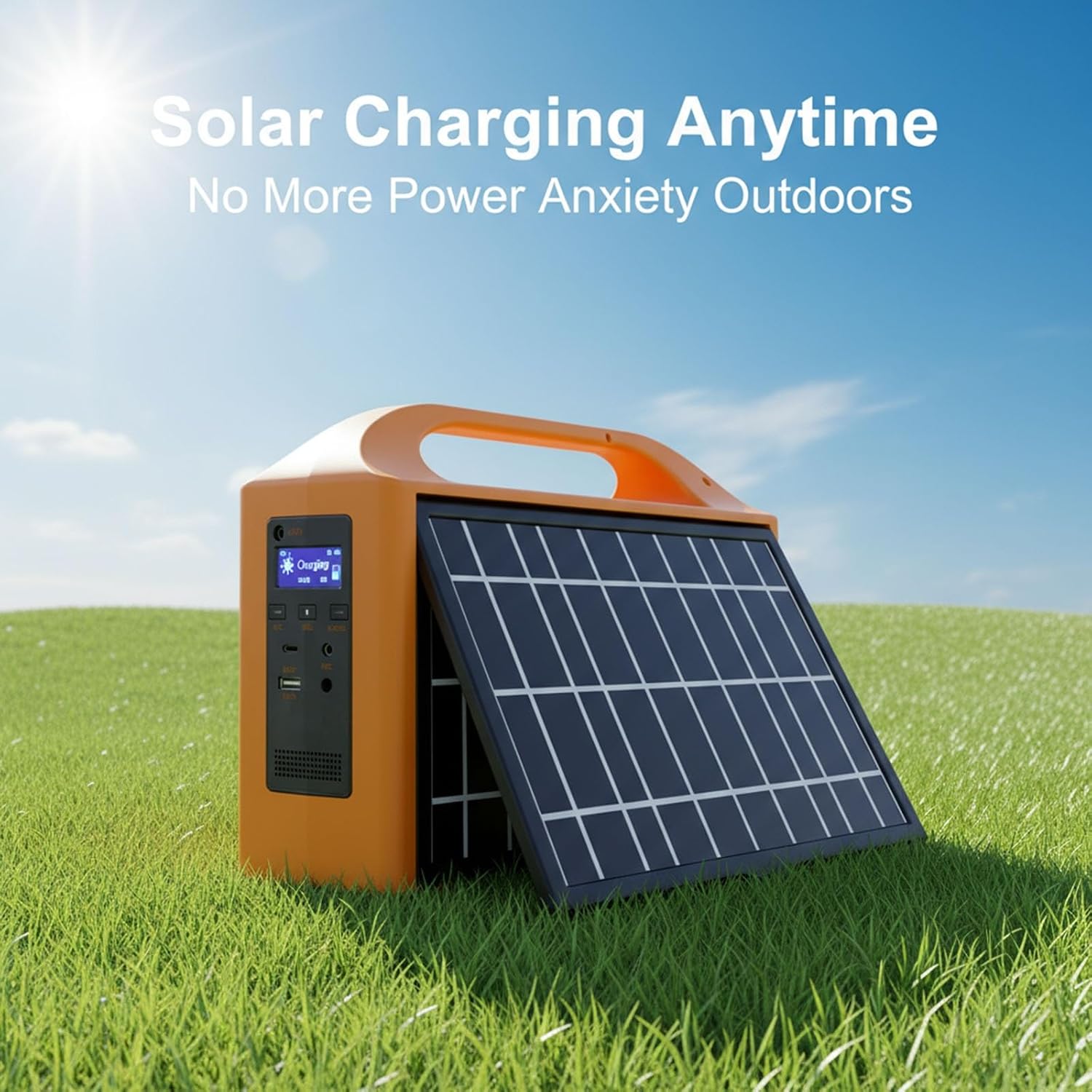 Portable Solar Generator Foldable Panel, 100W Solar Power Bank AC Outlet LED Lighting LCD Display Camping RV Travel Outdoor Backup Energy