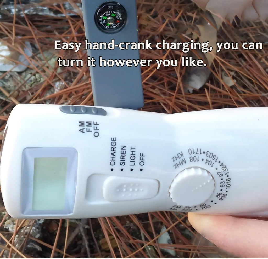 Hand Crank Power Bank with LED Flashlight, Portable Manual Generator Emergency Charger, Solar & USB Rechargeable Outdoor Power Supply for Camping, Hiking, and Survival Use