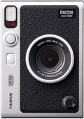 FUJIFILM INSTAX MINI EVO Hybrid Instant Camera | Black Bundle with 3 Fujifilm Instax Mini Instant Film | 60 Exposures + Microfiber Cleaning Cloth (3 Items)