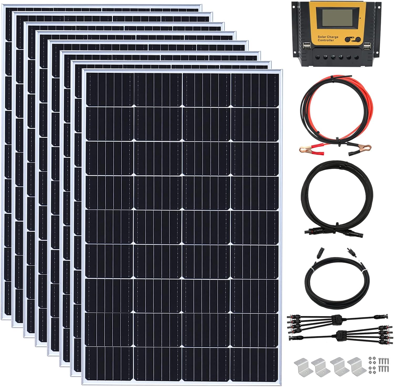 1200 Watt 24Volt Solar Panel Kit 8X150W Monocrystalline Module 50A Charge Controller for RV, Boats, Trailer, Camper,Off-Grid System((1200W Solar kit)