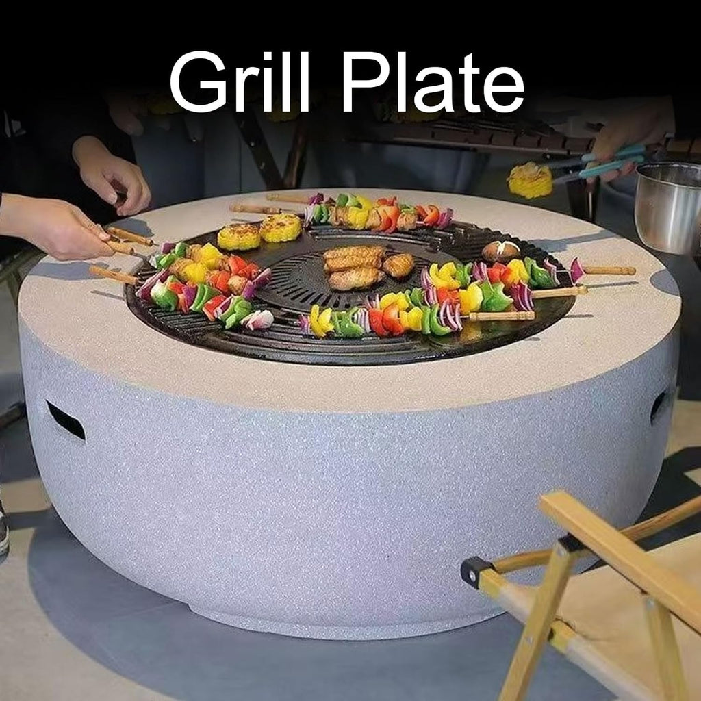 42cm / 16.54in Griddle, Round BBQ Grill Plate, Cast Iron Cooking Grill Grate Griddle Plate for Indoor Outdoor
