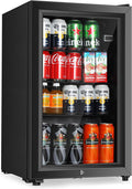 HAILANG Beverage Refrigerator, 2.3 Cu.Ft, Mini Fridge with Glass Door for Soda Beer, Freestanding Beverage Cooler for Office, Bar, Adjustable Shelving&Adjustable Foot