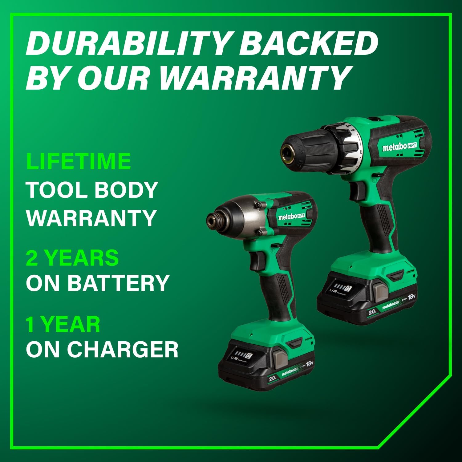Metabo HPT 18V MultiVolt Cordless Hammer Drill and Impact Driver Combo Kit, Cordless Power Tool Set with 2 Lithium-Ion Batteries and Charger, Lightweight and Ergonomic Design, Carrying Bag, KC18DFX