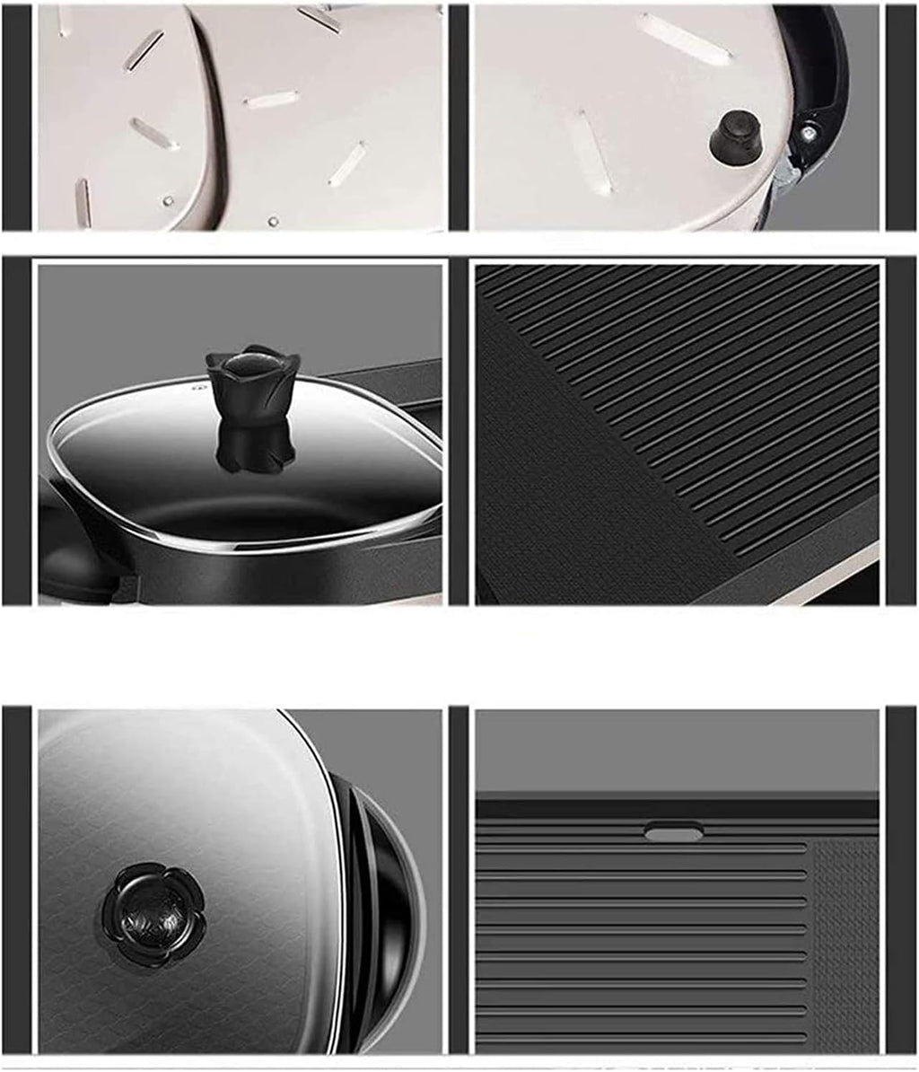 2 In 1 Electric Barbecue Pan Grill And Hot Pot With Bbq Set Indoor Ourdoor Barbecue Large Capacity Non-Stick Pan With 5 Temperature Adjustments (Color : Black 1, Size : 79 * 27 * 12.5cm)