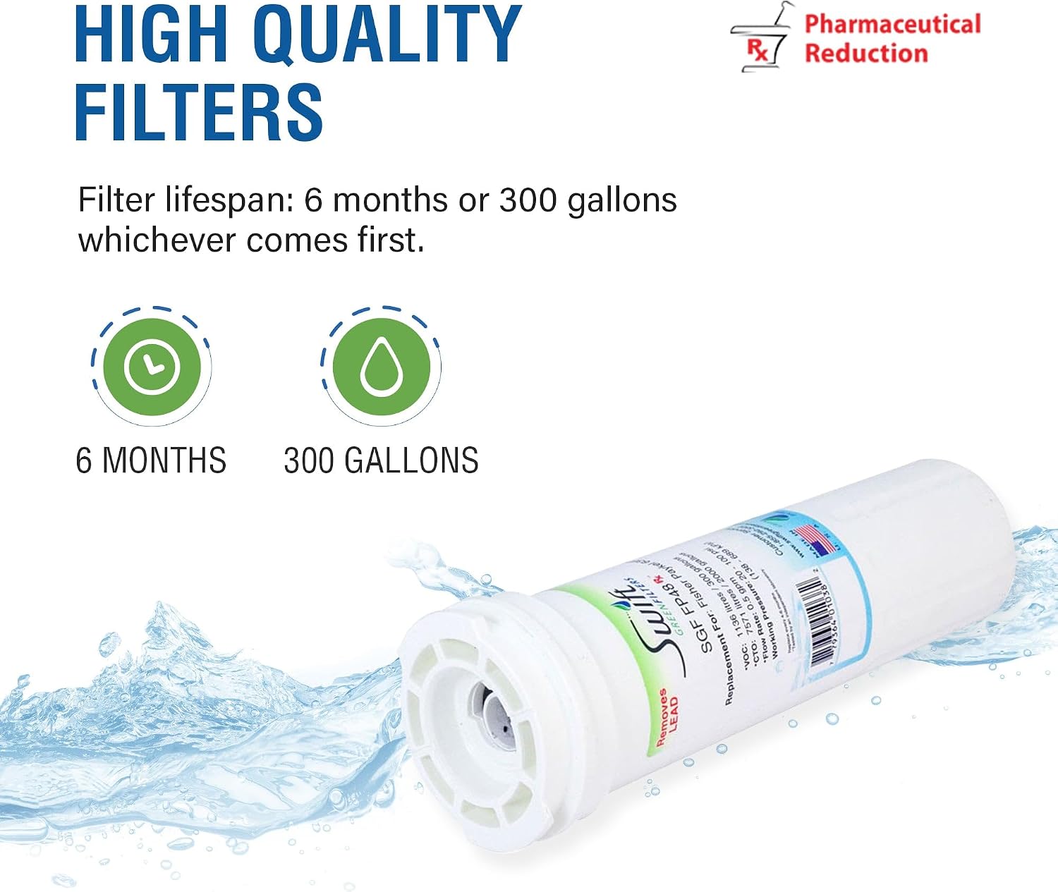 Swift Green Filters SGF-LA22 Rx Compatible Refrigerator Water Filter for LT500P, 5231JA2002A, 46-9890, EFF-6005A, Made in USA (6 Pack)