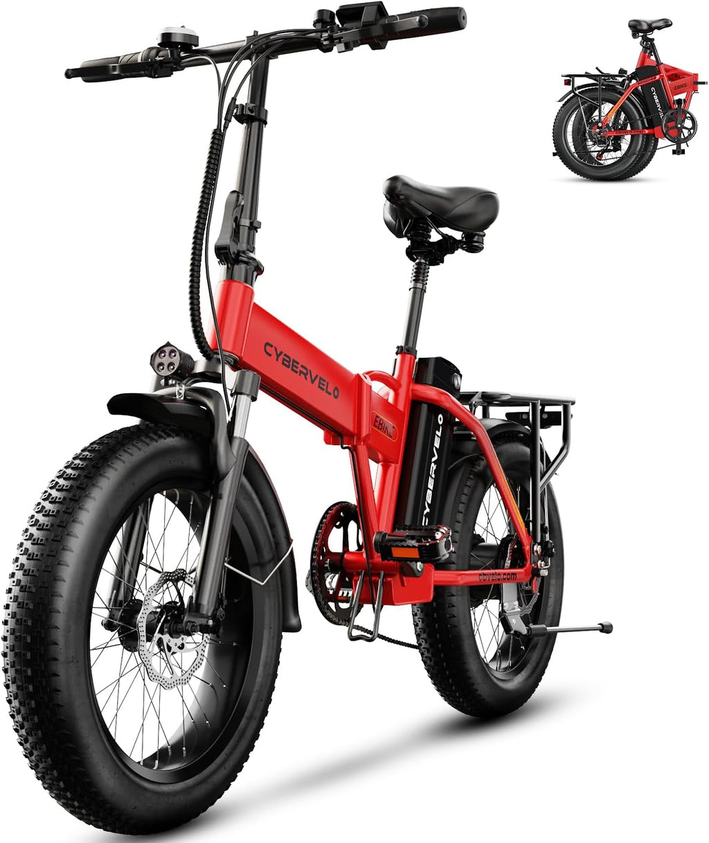 Aelith Folding Electric Bike for Adults–20'x3' Fat Tire, 48V Removable Battery, All-Terrain E-Bike with 7-Speed, Front Suspension – Powerful Foldable Ebike for Commuter