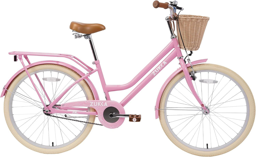 Girls Bike, 20/22/24 Inch Wheels, 1/7 Speed Kids Bike Cruiser Bike, Rear Cargo Rack for 7-14 Years Old Kids Bike, Multiple Colors