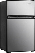 Avanti 3.1 Cu. Ft. Compact Refrigerator with Freezer, Adjustable Glass Shelves, Reversible Door, Automatic Defrost, ENERGY STAR Certified, 3.1 cu.ft., Stainless Steel