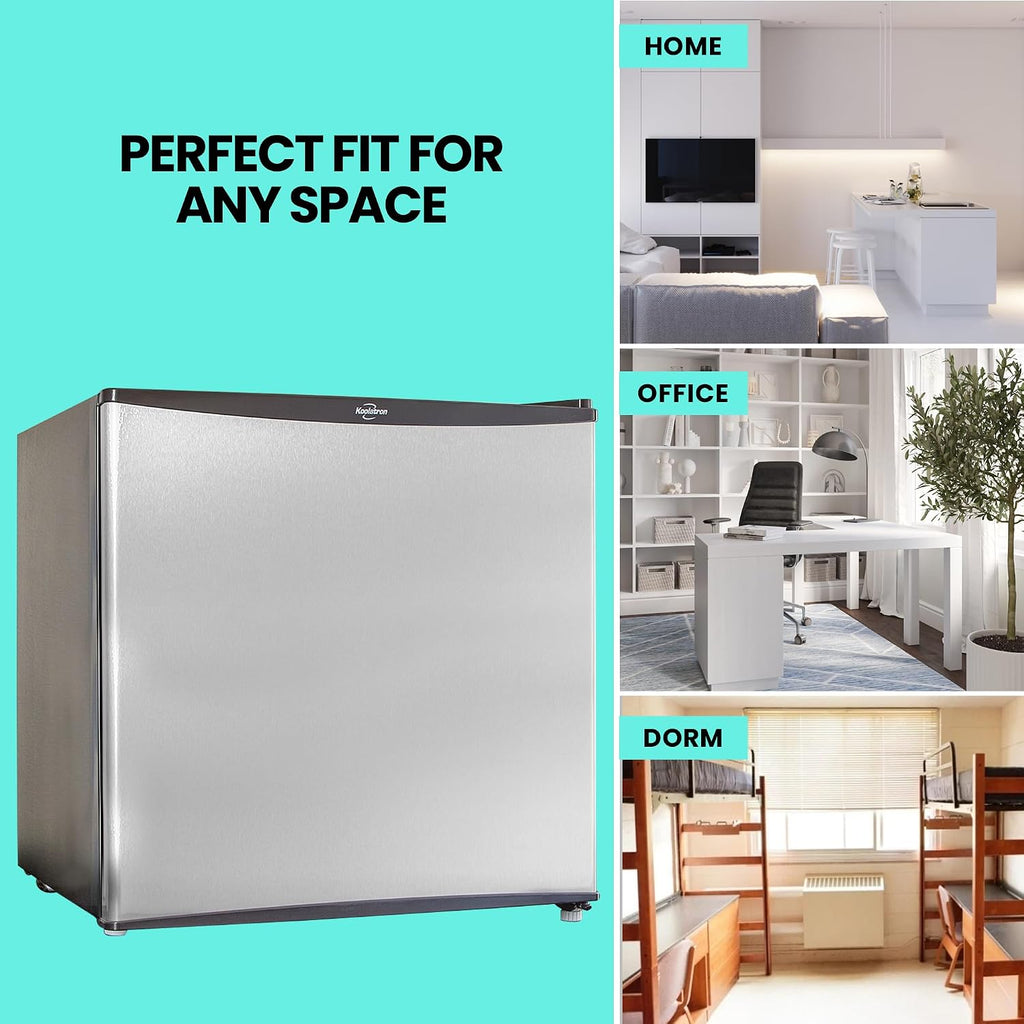 Koolatron Refrigerator - Mini Fridge With Freezer For Kitchen, Bedroom, Office, Dorms, Cool Storage For Wine, Beverages, Compact Free Standing, 1.6 Cubic Feet Capacity, White