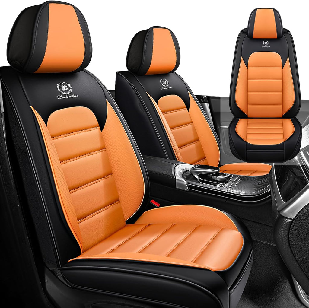 Car Seat Cover Fit for Volkswagen New Beetle 2000-2010,Compatible Airbag Non-Slip Waterproof Seat Cover,Car Seat Protector Premium Interior (Standard 2 Seats,Black Orange)