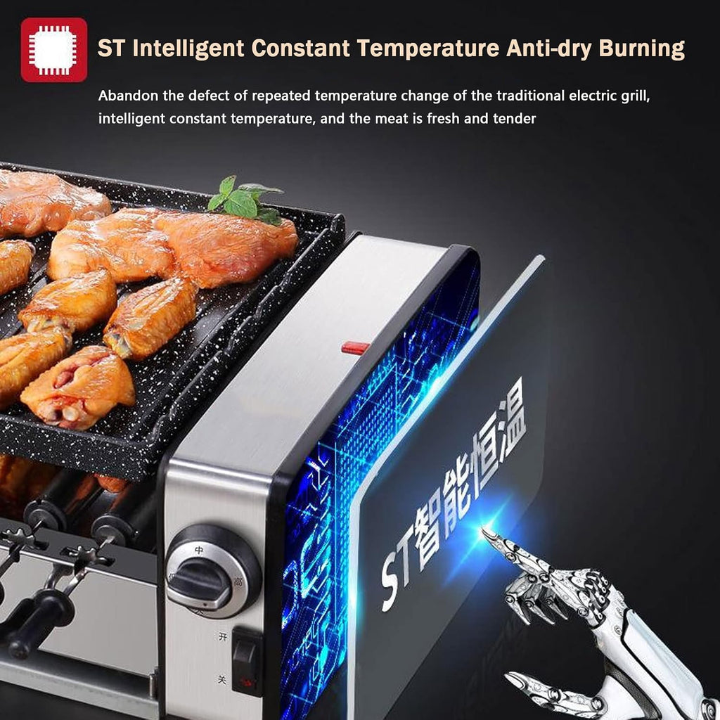 Electric Teppanyaki Table Barbecue Grill, Large Smokeless Grill Non-Stick Hot Plate Table Top Griddle Double Layer with Adjustable Temperature, Drip Tray,Easy Clean,Perfect for Parties Indoor,Style1