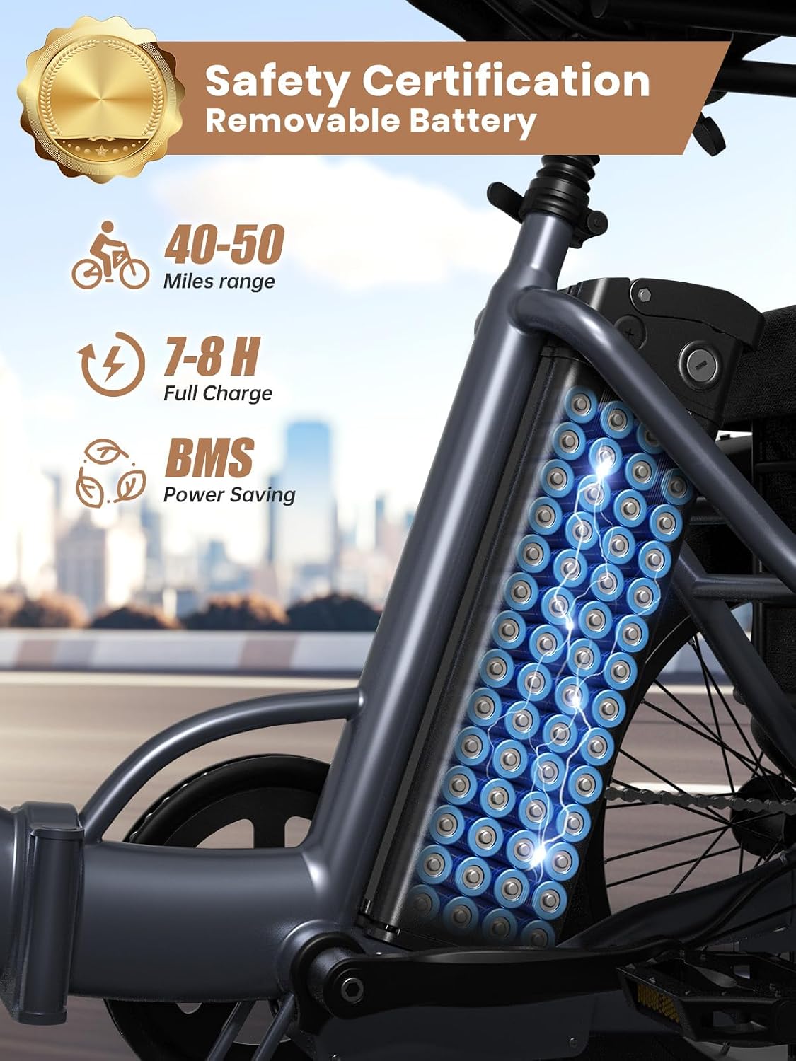 QRONGE Electric Tricycle for Adults 960W Peak, 36V 15AH Battery Ebike 50 Miles Range with Large Rear Basket, Electric Trike 20'*4' Fat Tire, Max 20MPH 3 Wheel Folding Electric Trike for Adults(Lava)