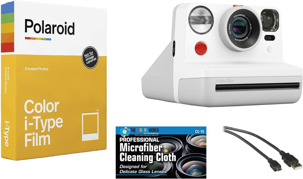 Polaroid Now i-Type Instant Film Camera (White) + Polaroid Color Film Bundle