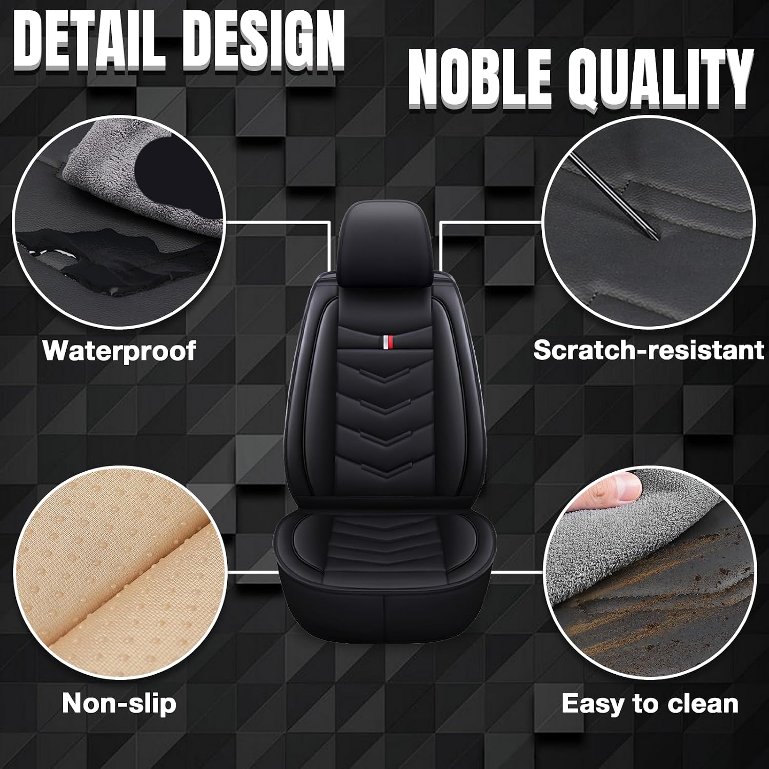Car Seat Covers 6 Seats for Infiniti QX60 2013-2025, Waterproof Durable Leather Vehicle Cushion Covers, Breathable Full Coverage Seat Protector(Standard,Black)