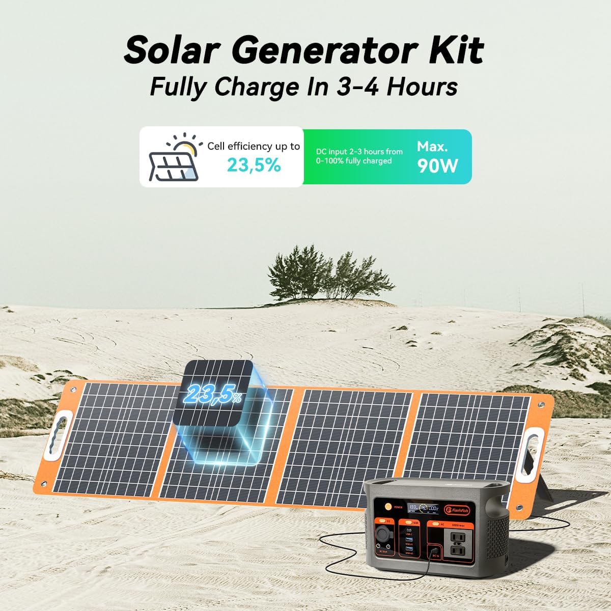 Solar Generator with Solar Panel Included, FF Flashfish 179Wh Portable Power Station+100W Foldable Solar Panel, Backup Power Battery and Solar Panel Kit for Home Blackout/RV/Camping