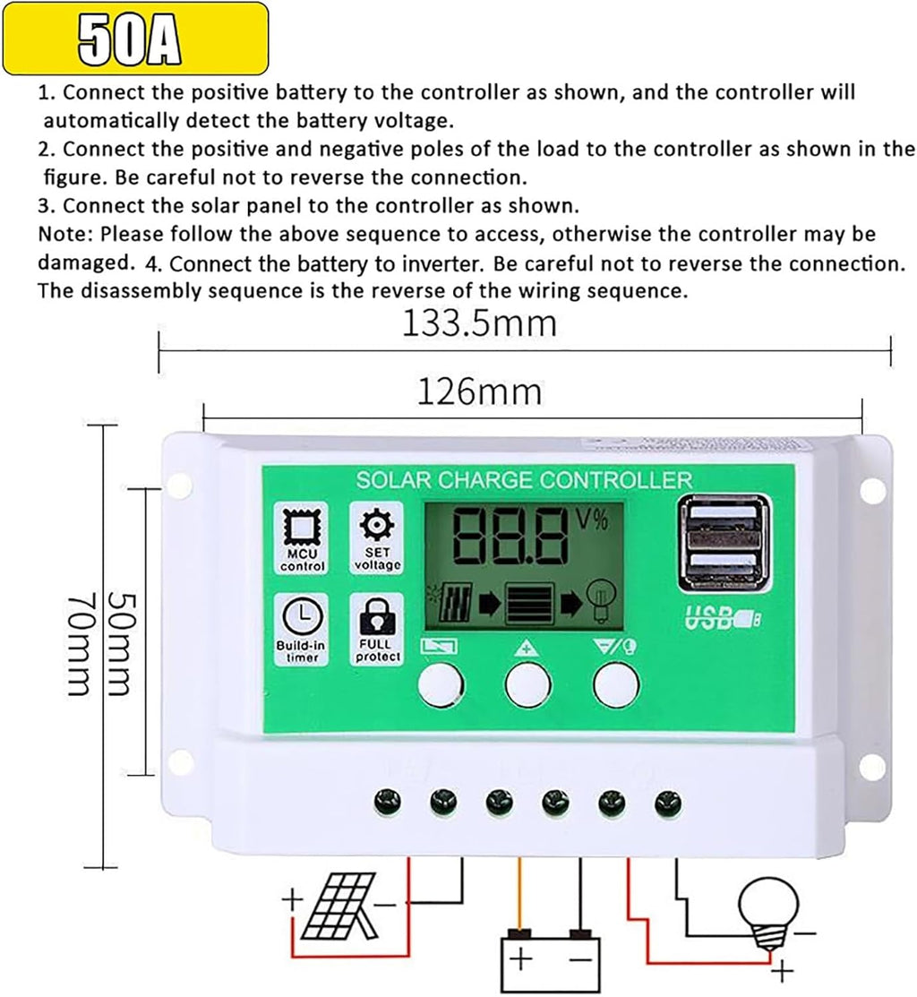 4000W 6000W Complete Solar Inverter Kit 12V to 110V 220V with 50A Controller and 100W Solar Panel for Home and Outdoor Power System(4000W,12V-110V)