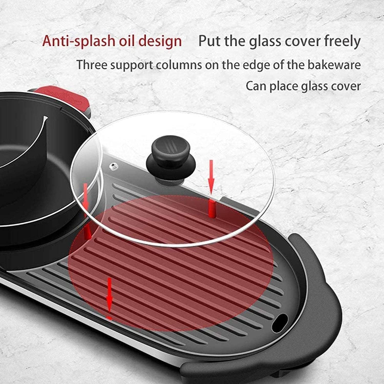 BBQ Smokeless Grill Detachable Hot Pot Independent Temperature Control Hot Pot Barbecue Integrated Pot Household Portable Electric Hot Pot Indoor