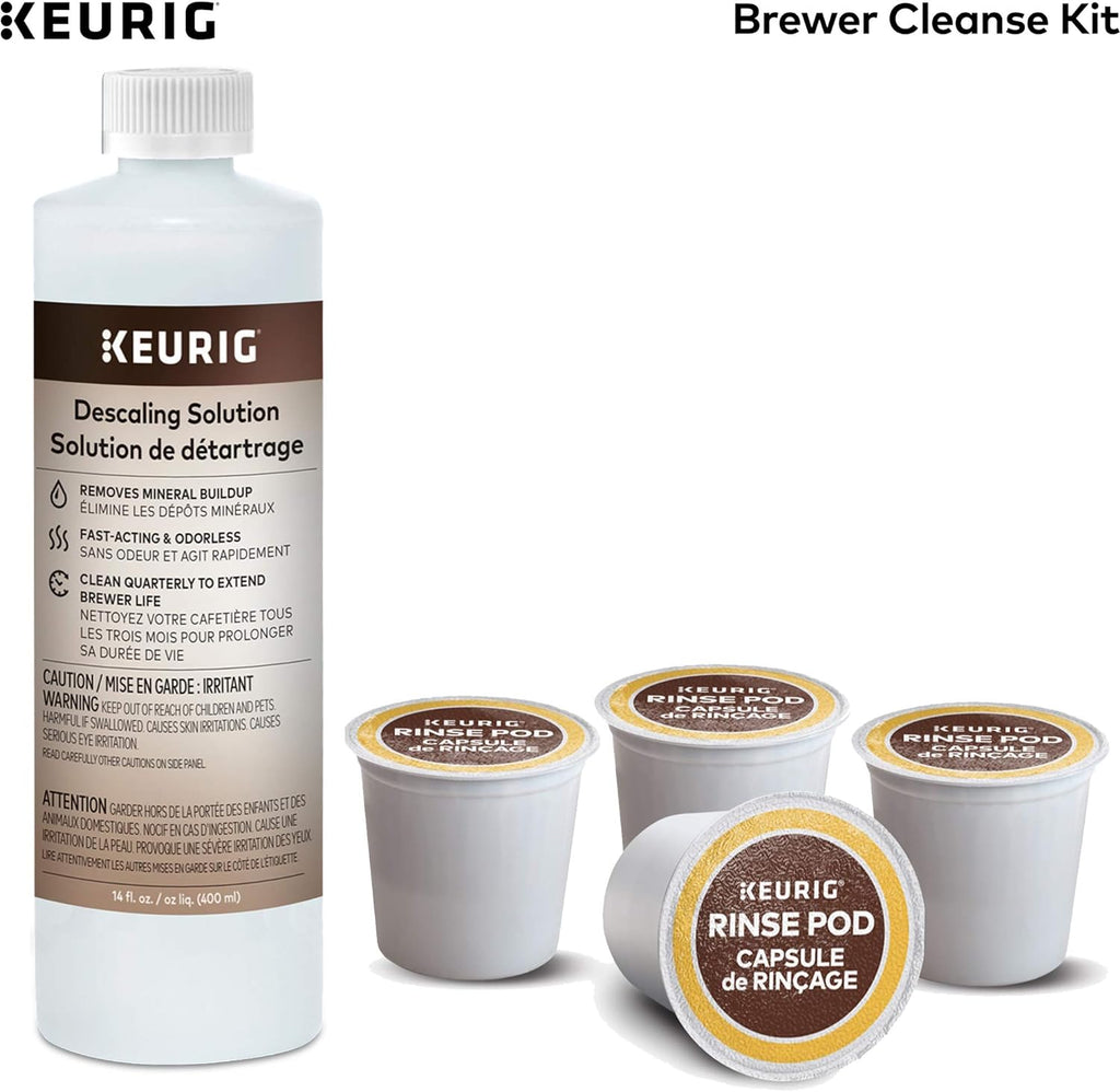Keurig K- Slim Single Serve K-Cup Pod Coffee Maker, Multistream Technology, Black & Brewer Cleanse Kit For Maintenance Includes Descaling Solution & Rinse Pods