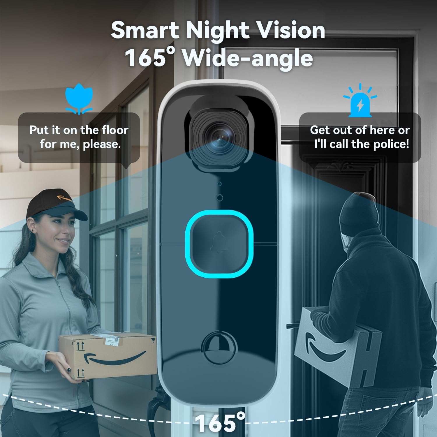Swann Buddy4K UHD Wireless Video Doorbell & Chime | No Monthly Fee | Ultra-Wide 165° View | Smart Analytics | 2-Way Audio | Night Vision | Easy Installation | Indoor & Outdoor Surveillance | 4KBUDDY