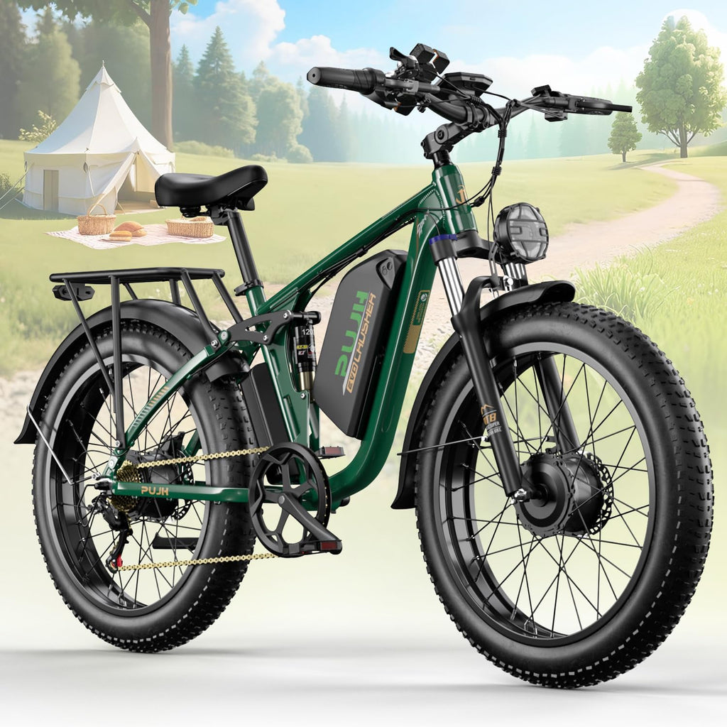 6000W Max 50 MPH up to100 Mile Dual Motor E-Bike for Adults, 60V 1200Wh Long-Lasting Battery with 26' Fat Tire All Terrain Adults with Adventure and Commuting Electric Bike