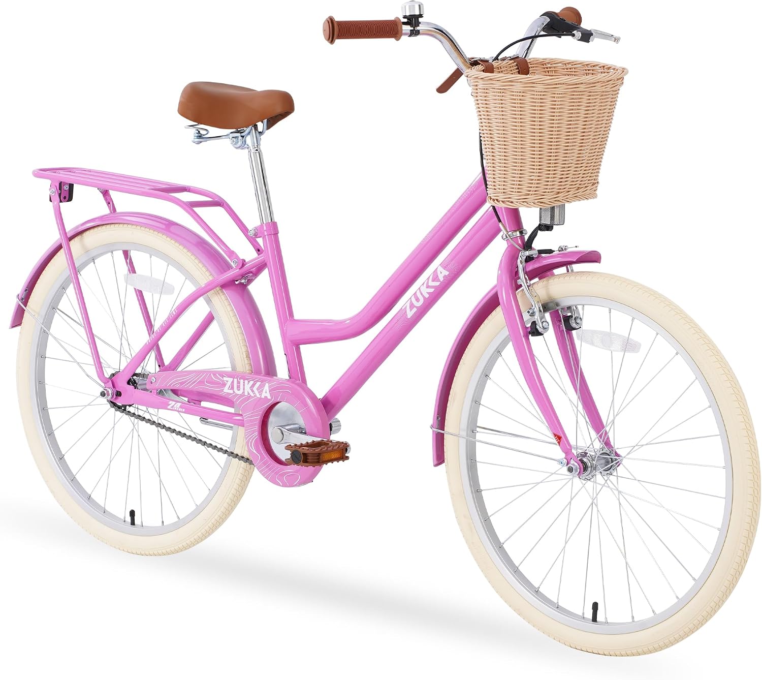 Girls Bike, 20/22/24 Inch Wheels, 1/7 Speed Kids Bike Cruiser Bike, Rear Cargo Rack for 7-14 Years Old Kids Bike, Multiple Colors